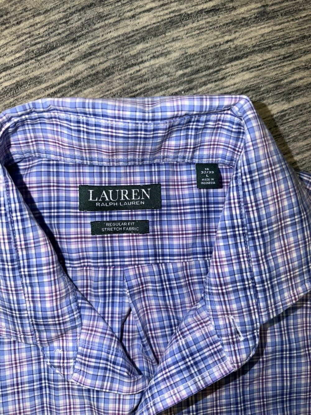 Lauren Ralph Lauren Mens 16 32/33 Classic Fit Non Iron Plaid Button Down Shirt